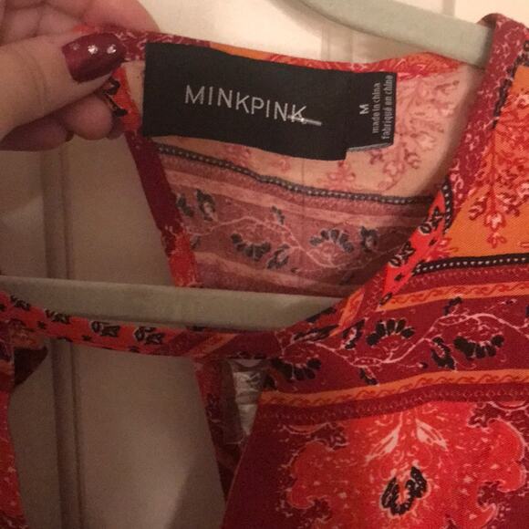 Mink Pink orange floral keyhole top medium NWT - Picture 5 of 6